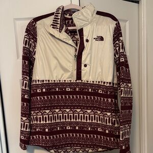 The North Face Maroon and Cream Patterned Jacket